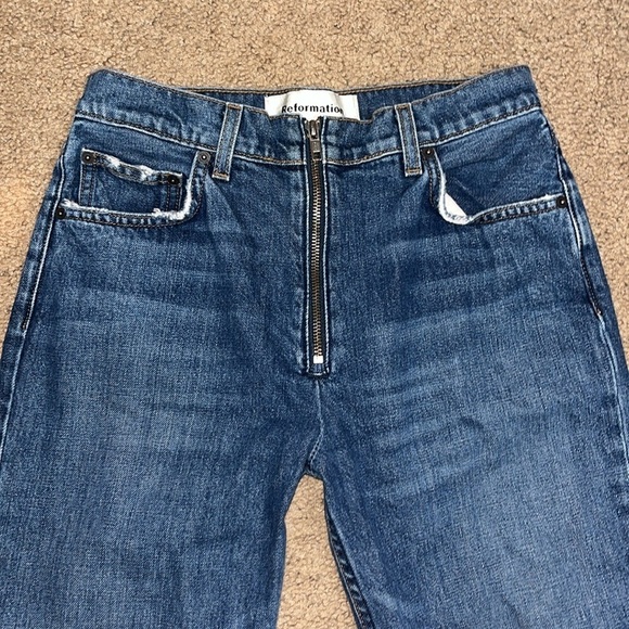 Reformation Brooke Exposed Zip Jean High Rise Crop Ankle Raw Hem 26 - Picture 3 of 7